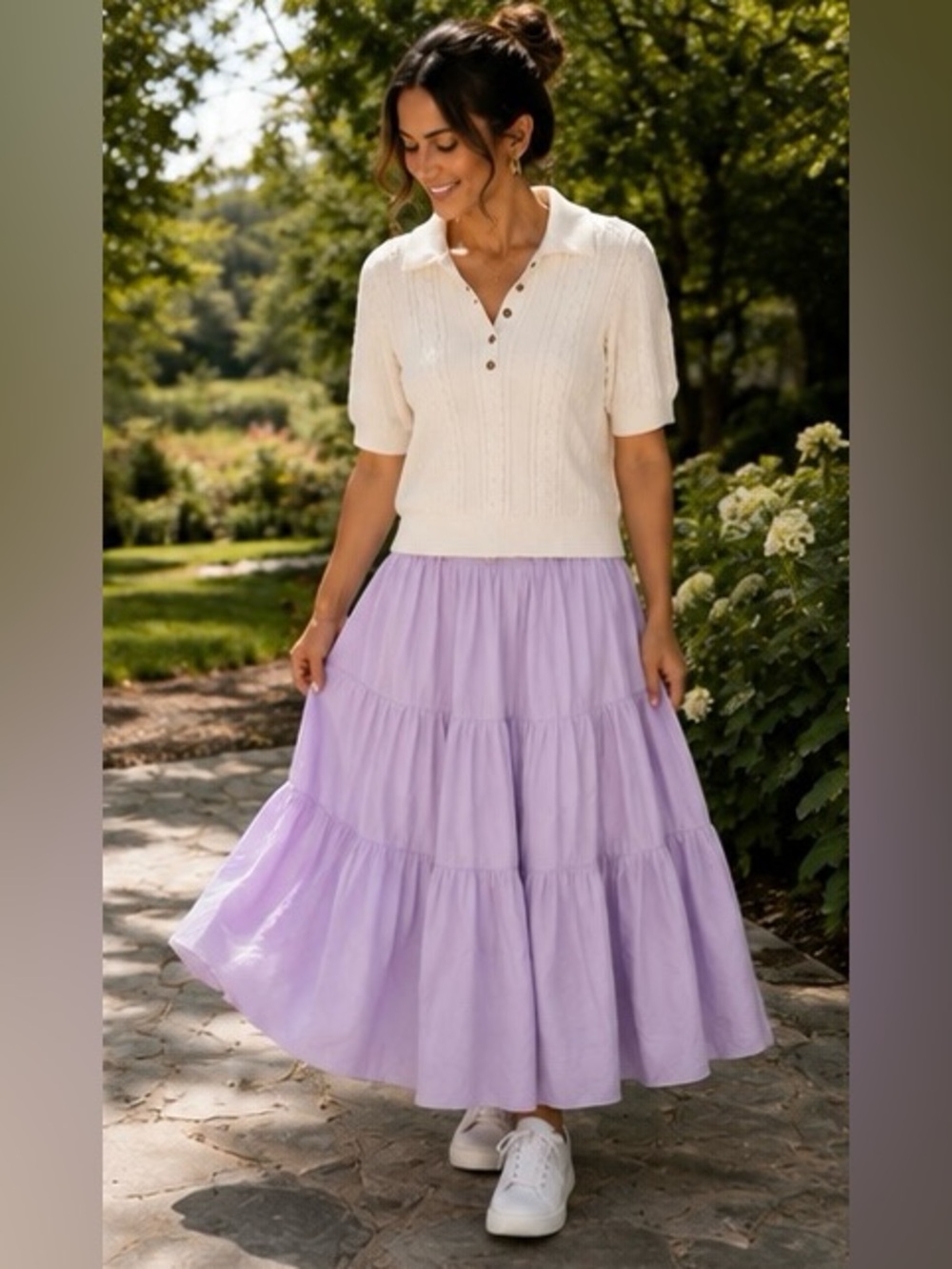 J.Crew Lavender Tiered Cotton Maxi Skirt Size 0
